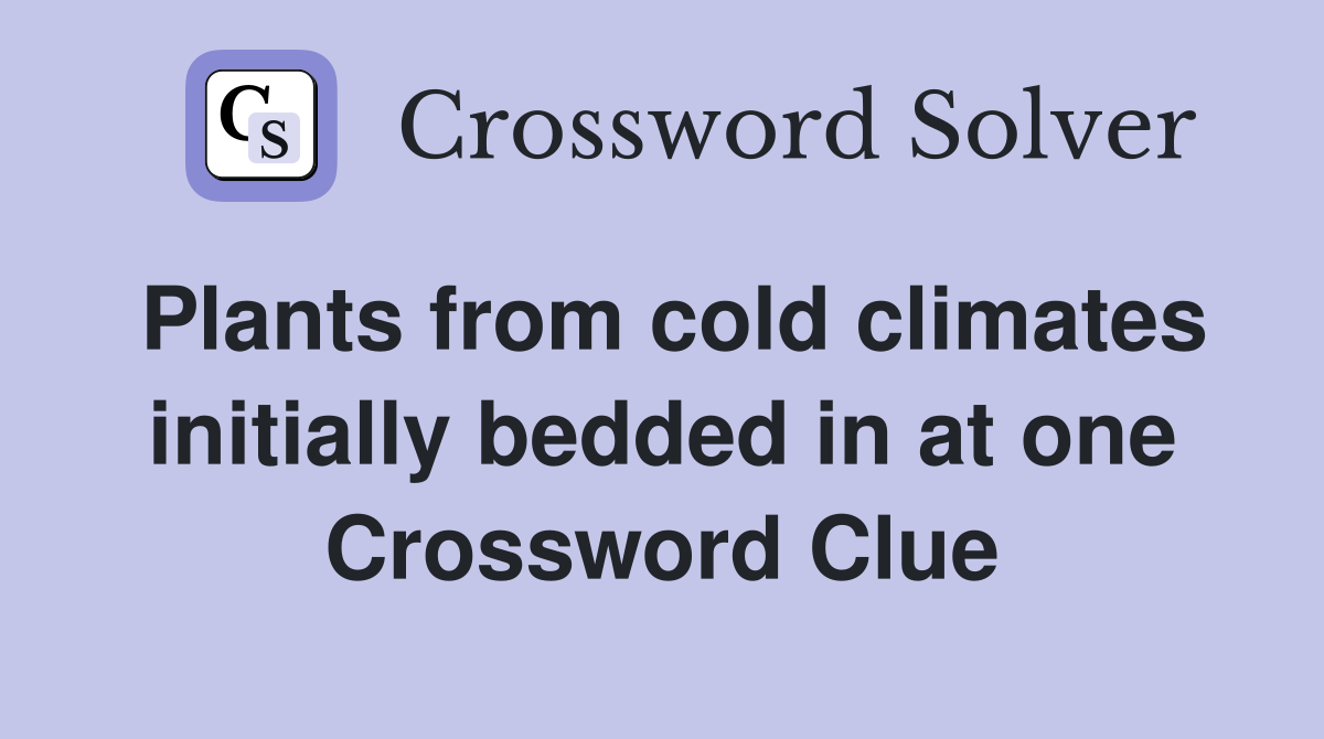 Plants from cold climates initially bedded in at one Crossword Clue