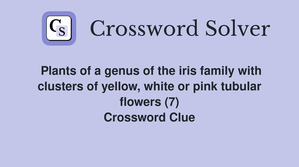 Plants of a genus of the iris family with clusters of yellow, white or pink tubular flowers (7) Crossword Clue