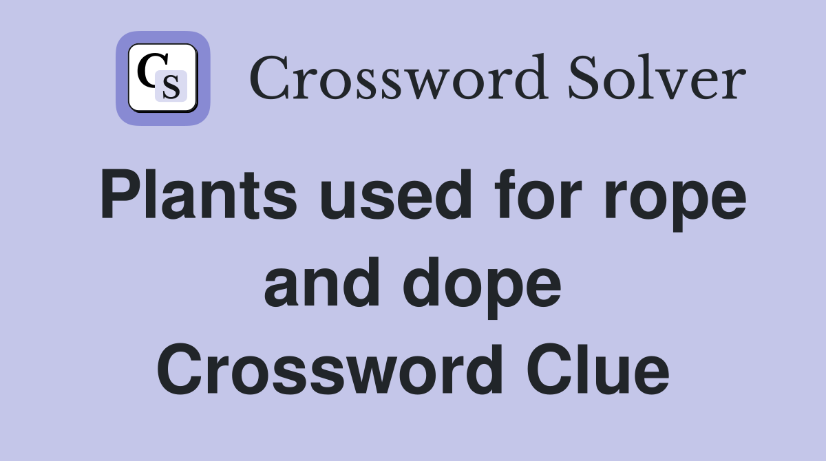 Plants used for rope and dope Crossword Clue