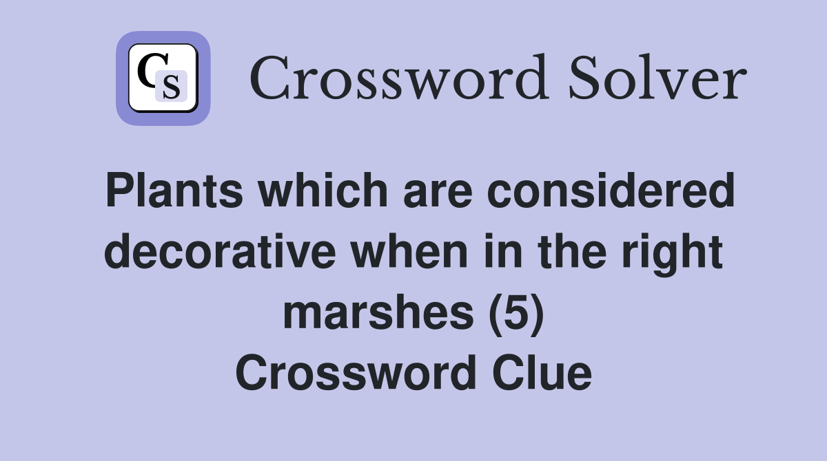 Plants which are considered decorative when in the right marshes (5) Crossword Clue