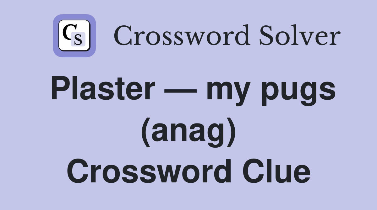 Plaster — my pugs (anag) Crossword Clue