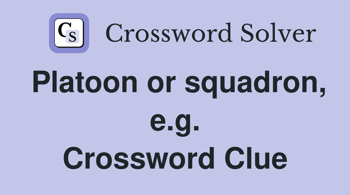 Platoon or squadron, e.g. Crossword Clue