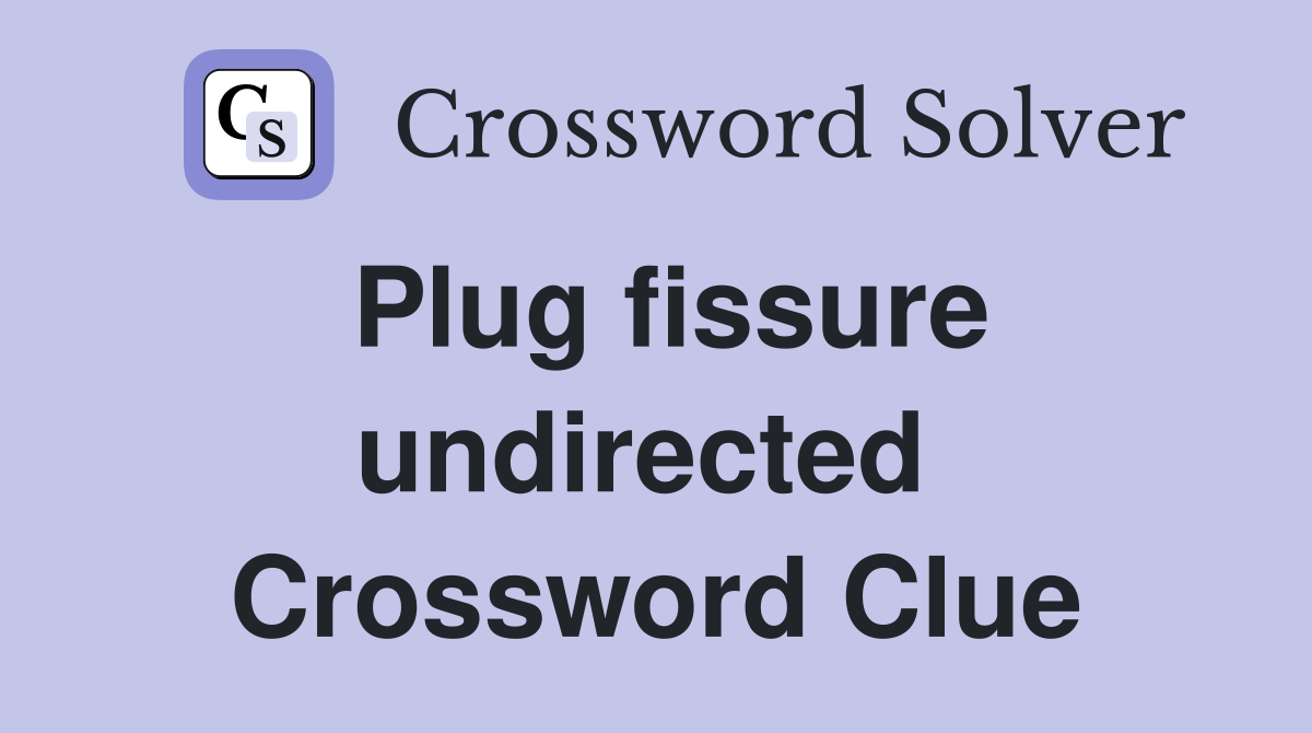 Plug fissure undirected  Crossword Clue