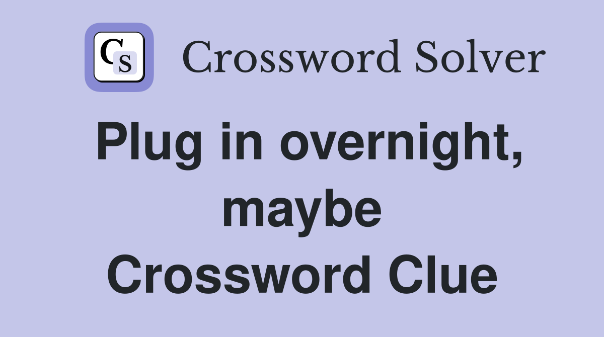 Plug in overnight, maybe Crossword Clue