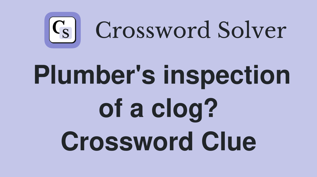 Plumber's inspection of a clog? Crossword Clue