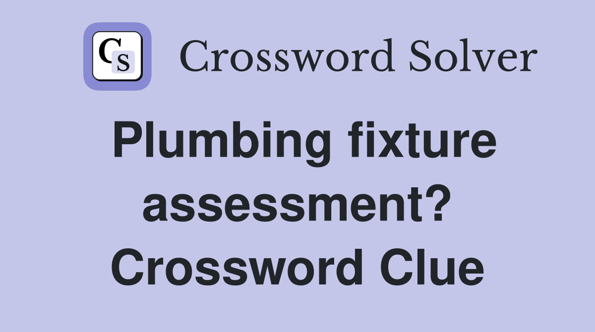 Plumbing fixture assessment? Crossword Clue