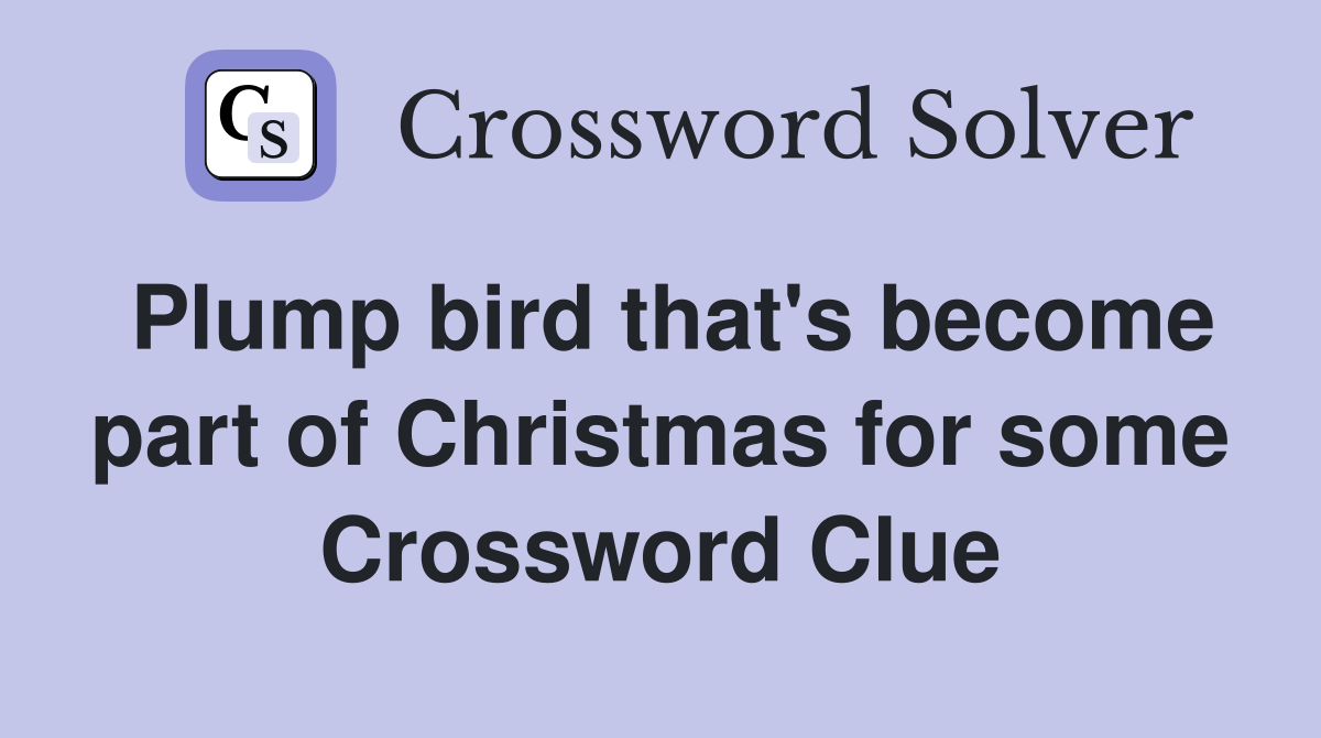 Plump bird that's become part of Christmas for some Crossword Clue