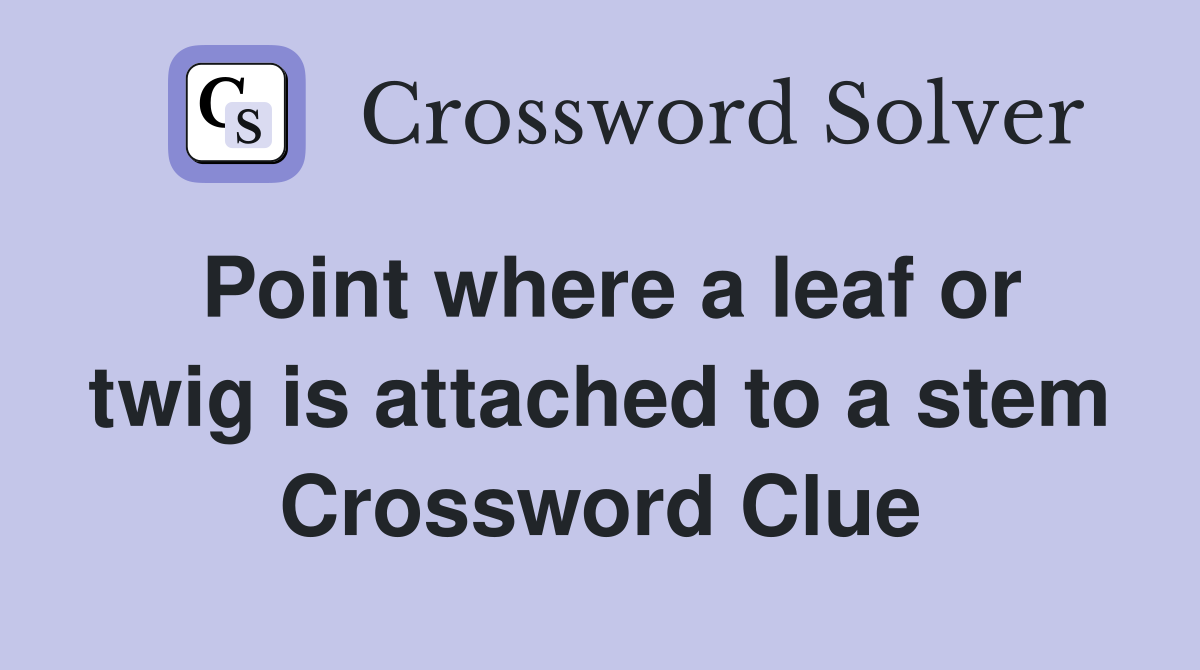 Point where a leaf or twig is attached to a stem Crossword Clue