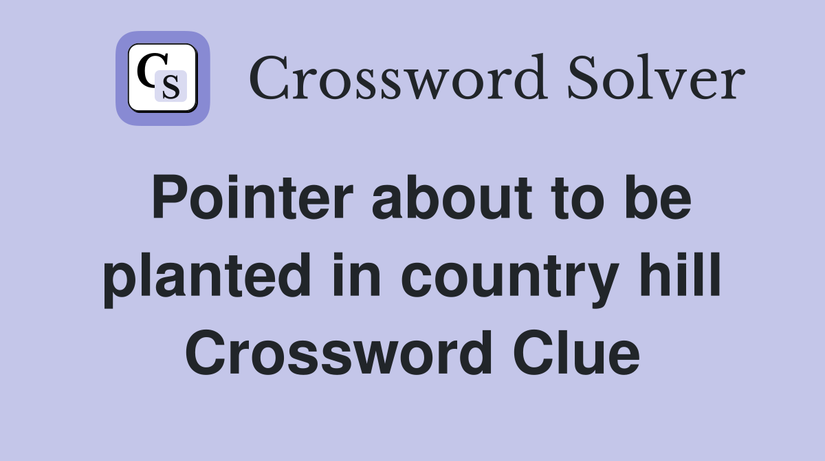 Pointer about to be planted in country hill Crossword Clue