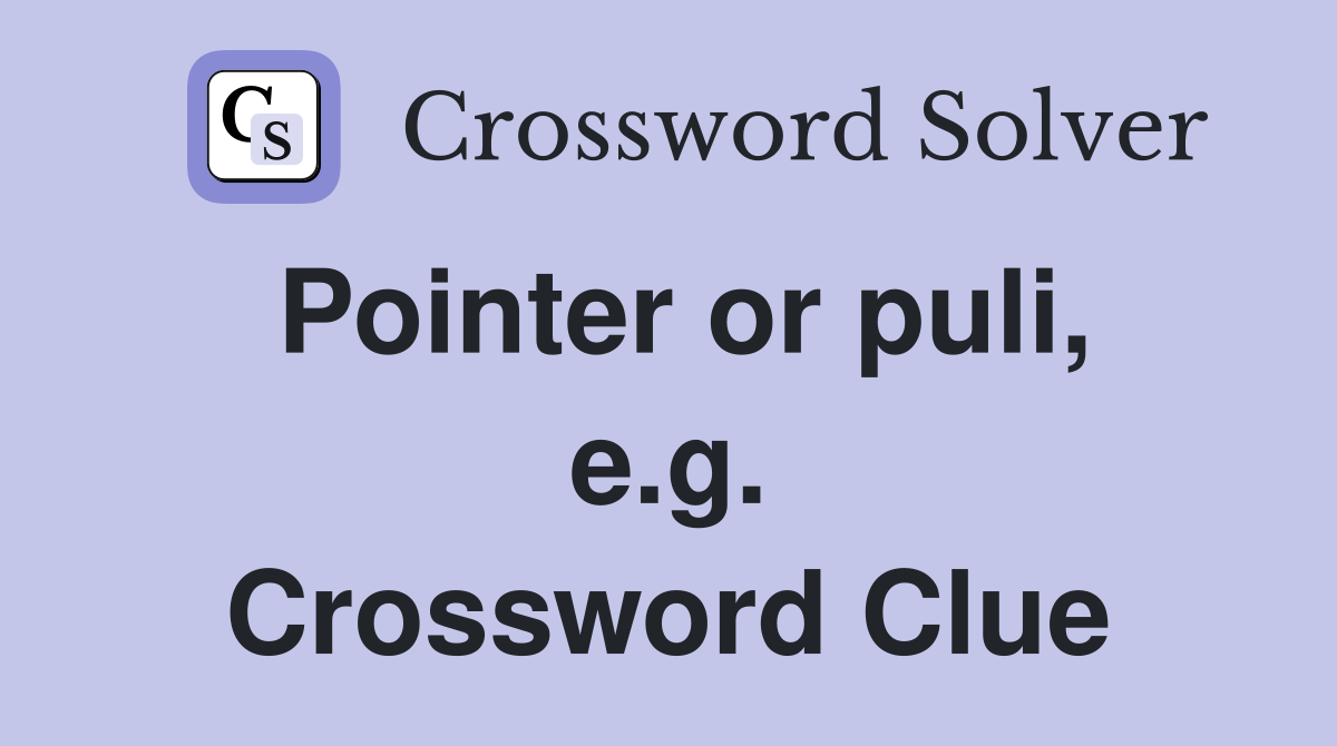Pointer or puli, e.g. Crossword Clue