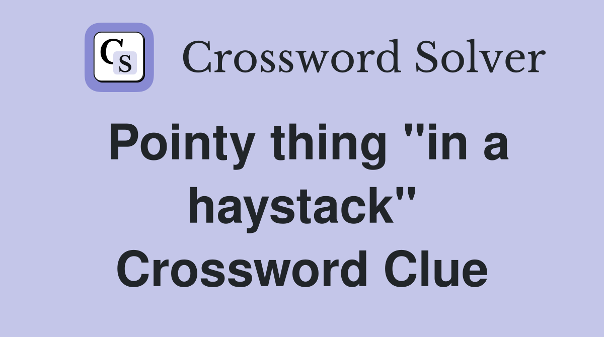 Pointy thing ''in a haystack'' Crossword Clue