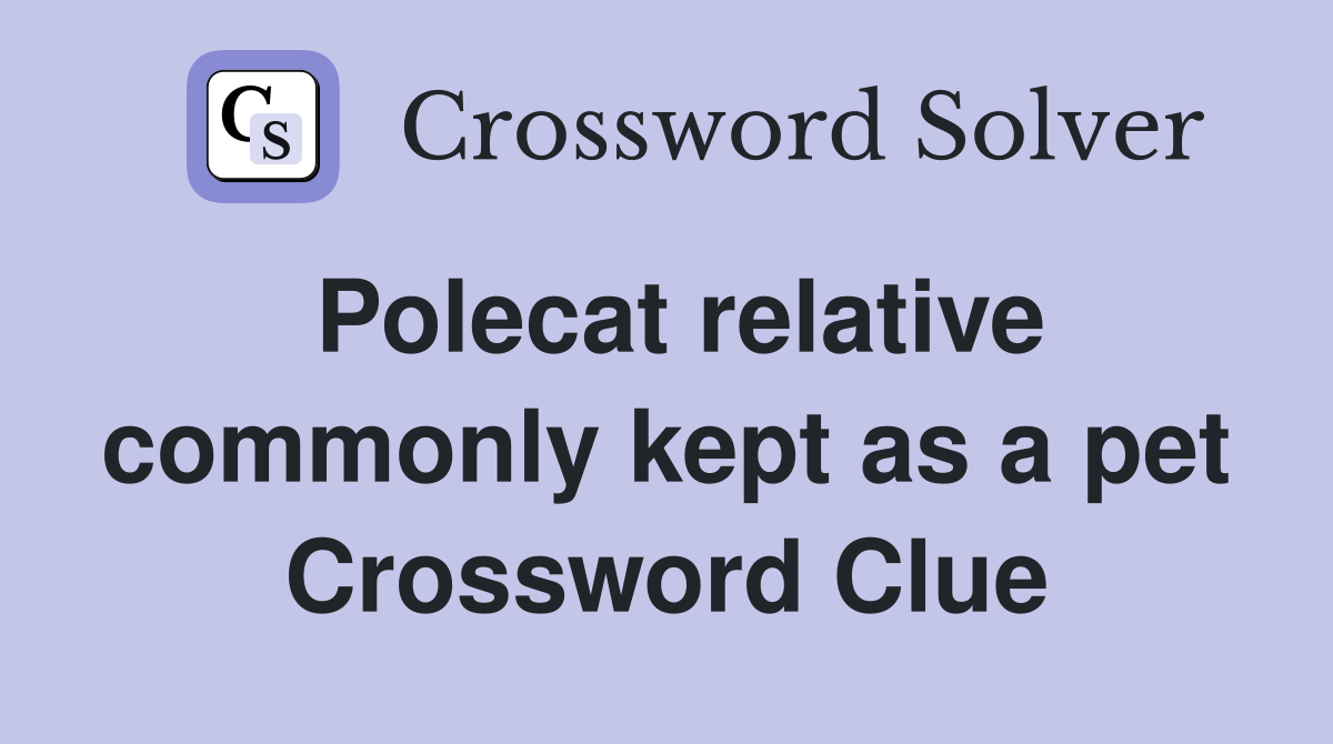 Polecat relative commonly kept as a pet Crossword Clue