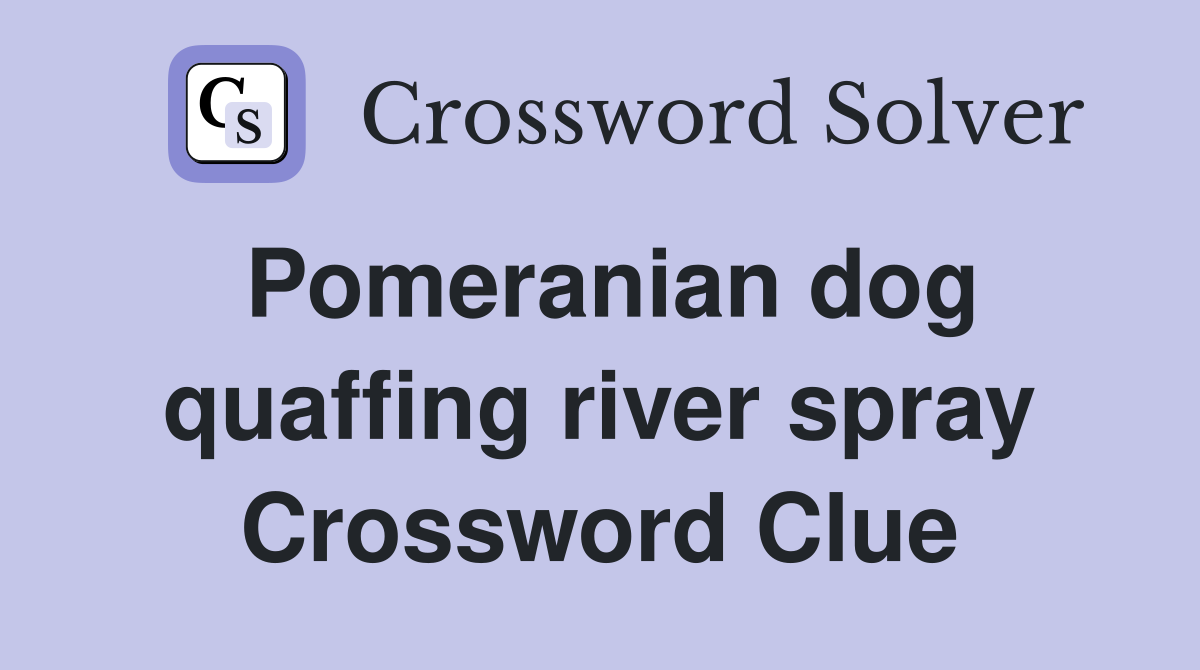 Pomeranian dog quaffing river spray Crossword Clue