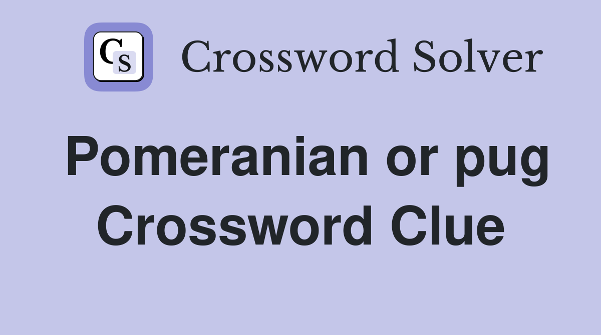 Pomeranian or pug Crossword Clue