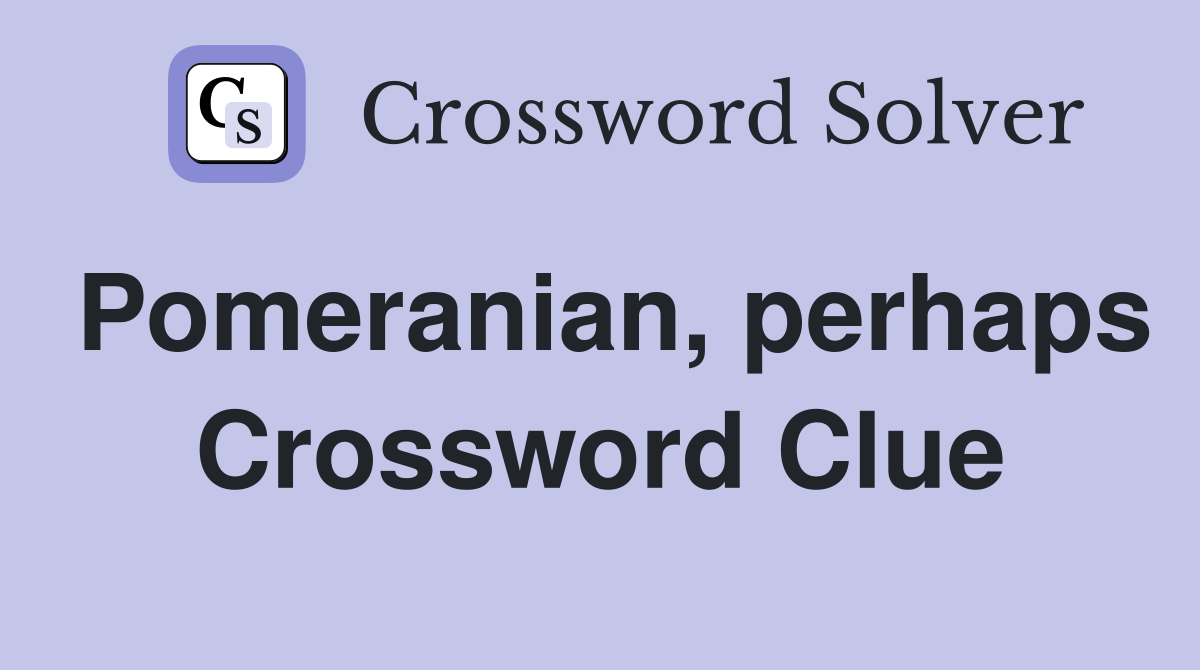 Pomeranian, perhaps Crossword Clue