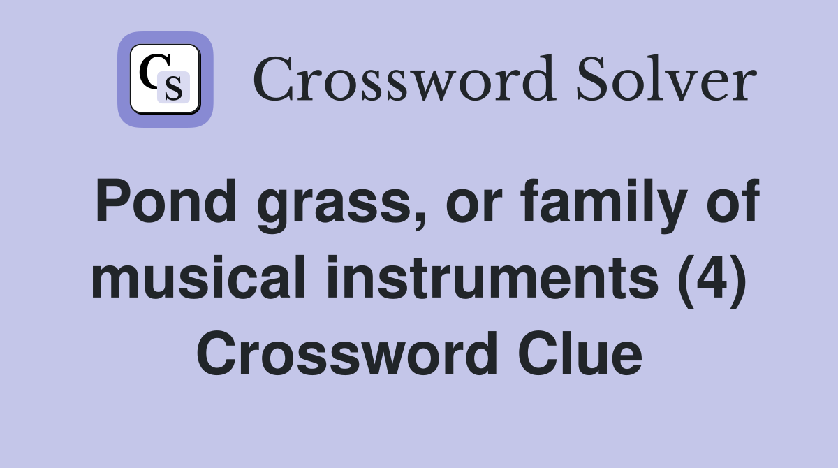 Pond grass, or family of musical instruments (4) Crossword Clue