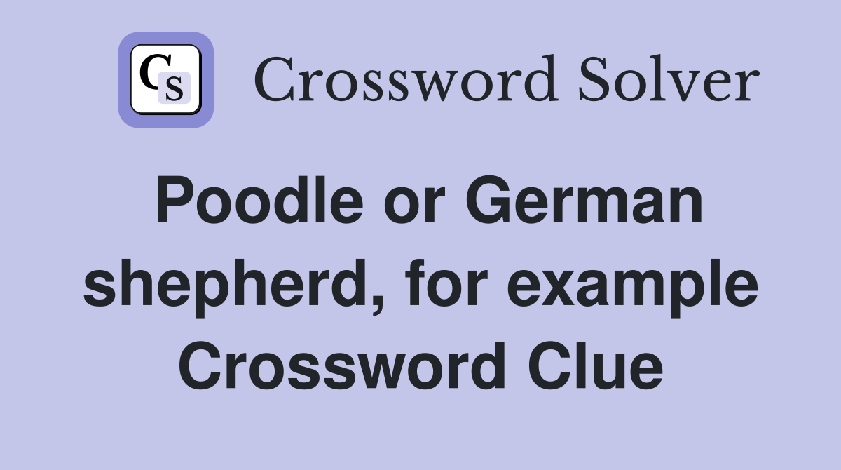 Poodle or German shepherd, for example Crossword Clue