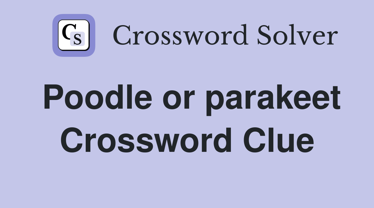 Poodle or parakeet Crossword Clue
