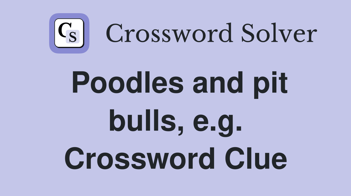 Poodles and pit bulls, e.g. Crossword Clue