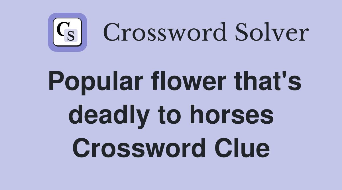 Popular flower that's deadly to horses Crossword Clue