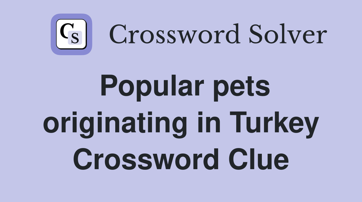 Popular pets originating in Turkey Crossword Clue