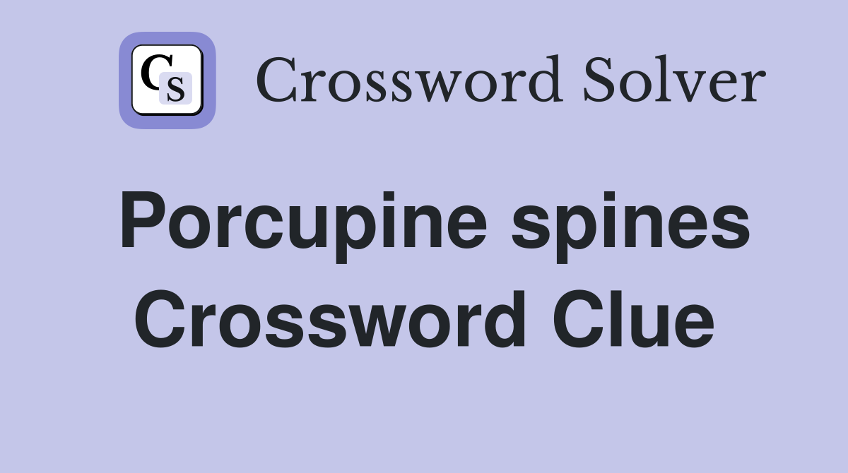Porcupine spines Crossword Clue