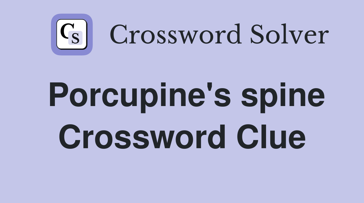 Porcupine's spine Crossword Clue