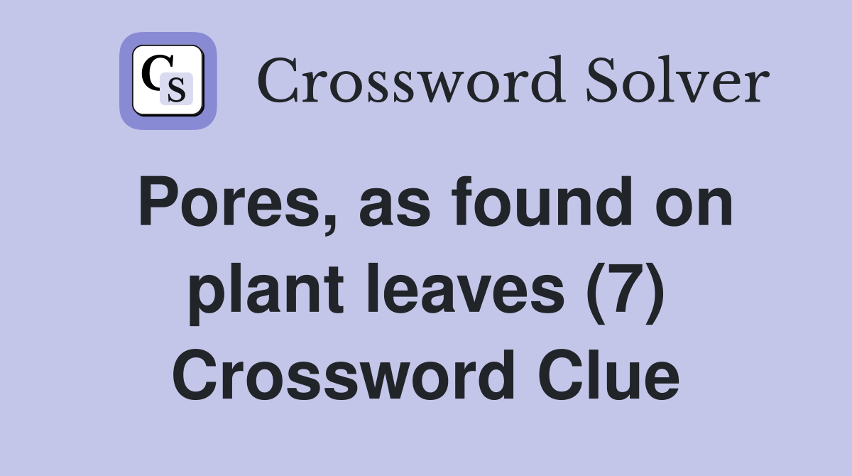 Pores, as found on plant leaves (7) Crossword Clue