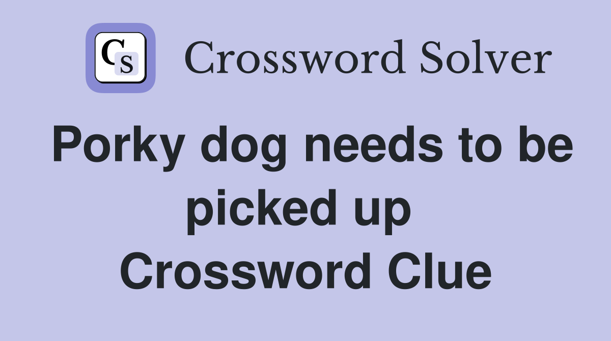 Porky dog needs to be picked up  Crossword Clue