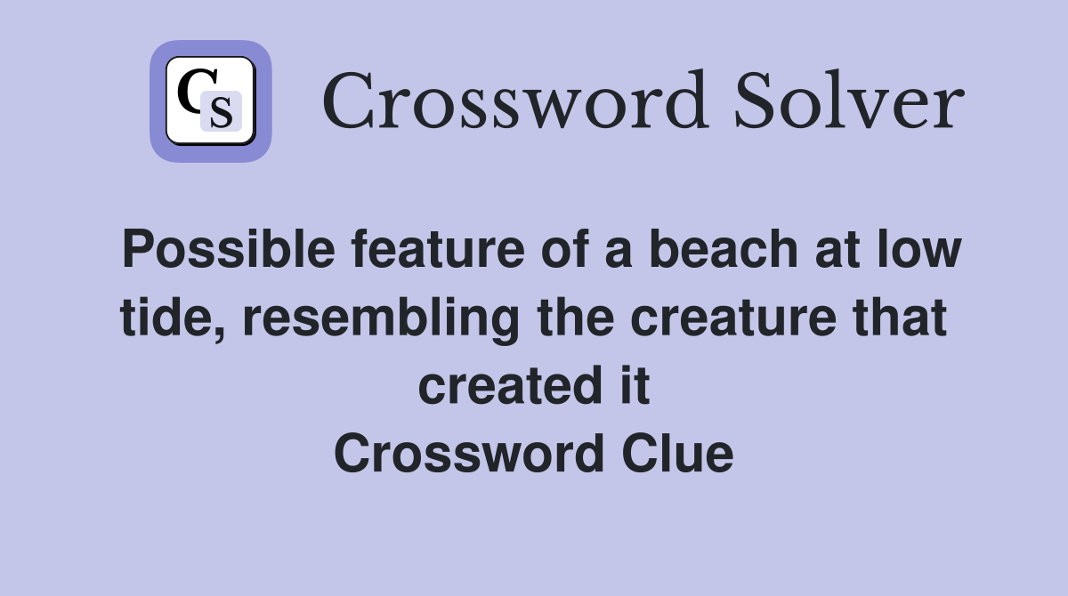 Possible feature of a beach at low tide, resembling the creature that created it Crossword Clue