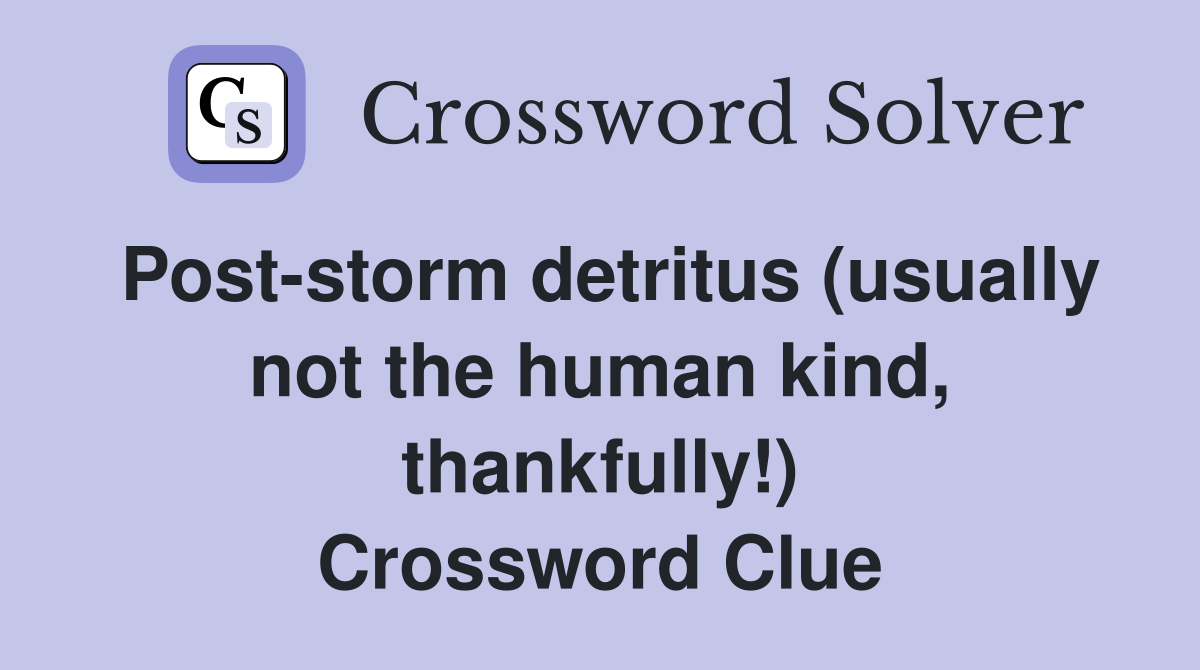 Post-storm detritus (usually not the human kind, thankfully!) Crossword Clue
