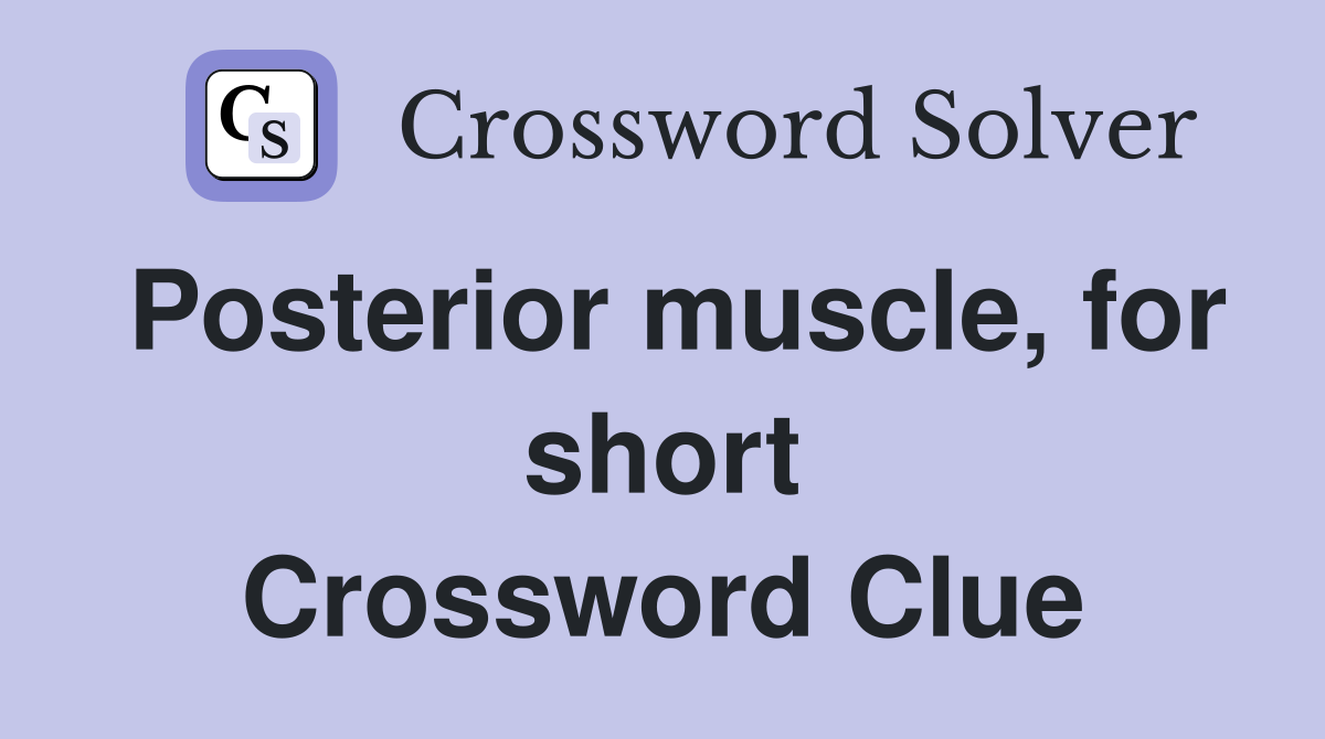 Posterior muscle, for short Crossword Clue