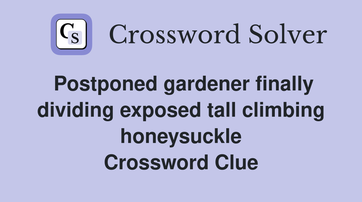 Postponed gardener finally dividing exposed tall climbing honeysuckle Crossword Clue