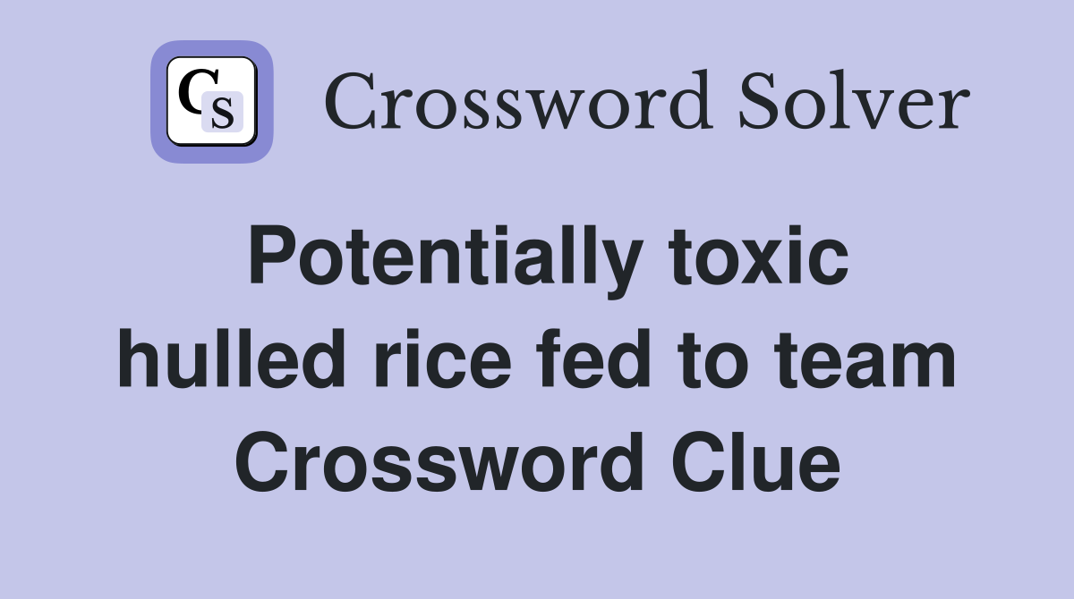 Potentially toxic hulled rice fed to team Crossword Clue