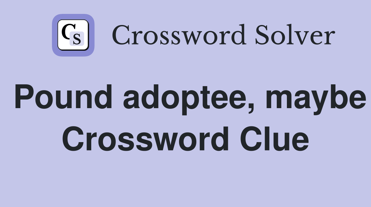 Pound adoptee, maybe Crossword Clue