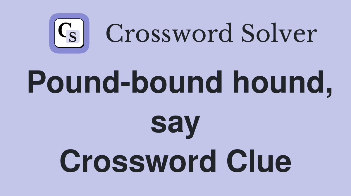 Pound-bound hound, say Crossword Clue
