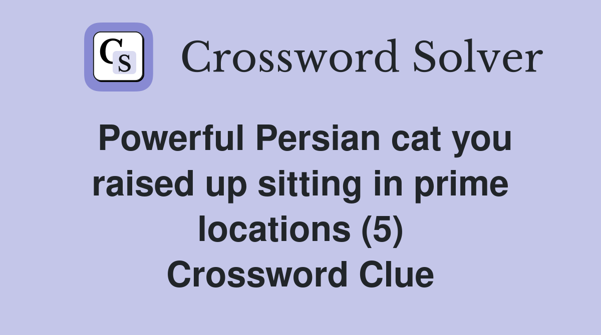 Powerful Persian cat you raised up sitting in prime locations (5) Crossword Clue