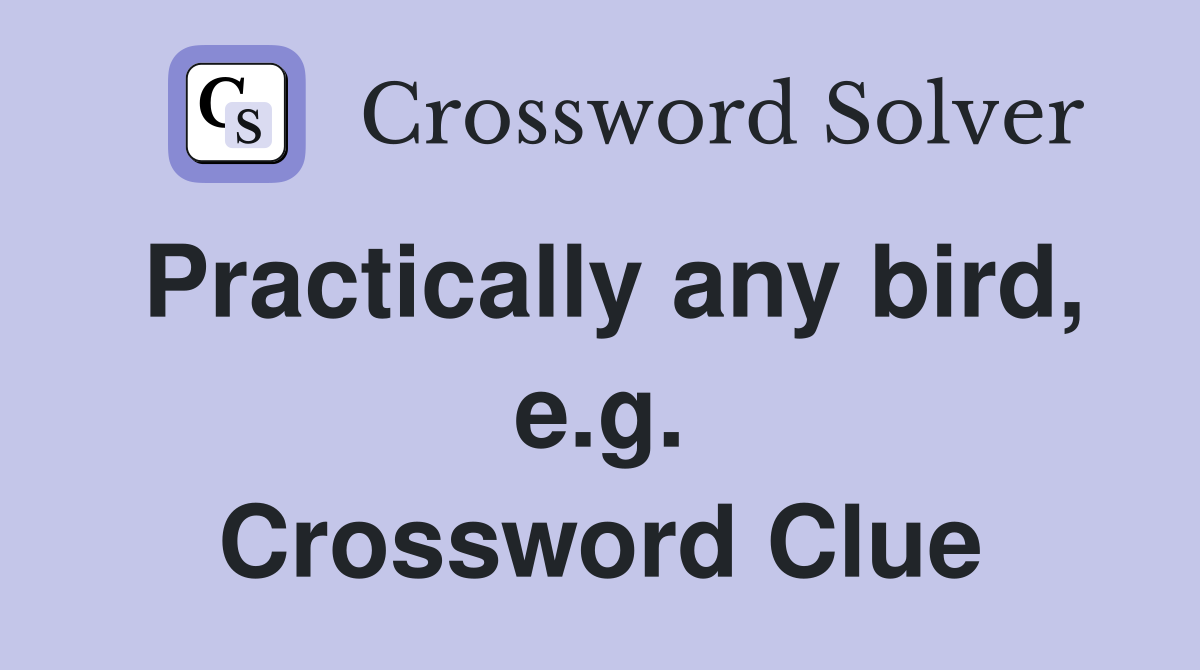 Practically any bird, e.g. Crossword Clue