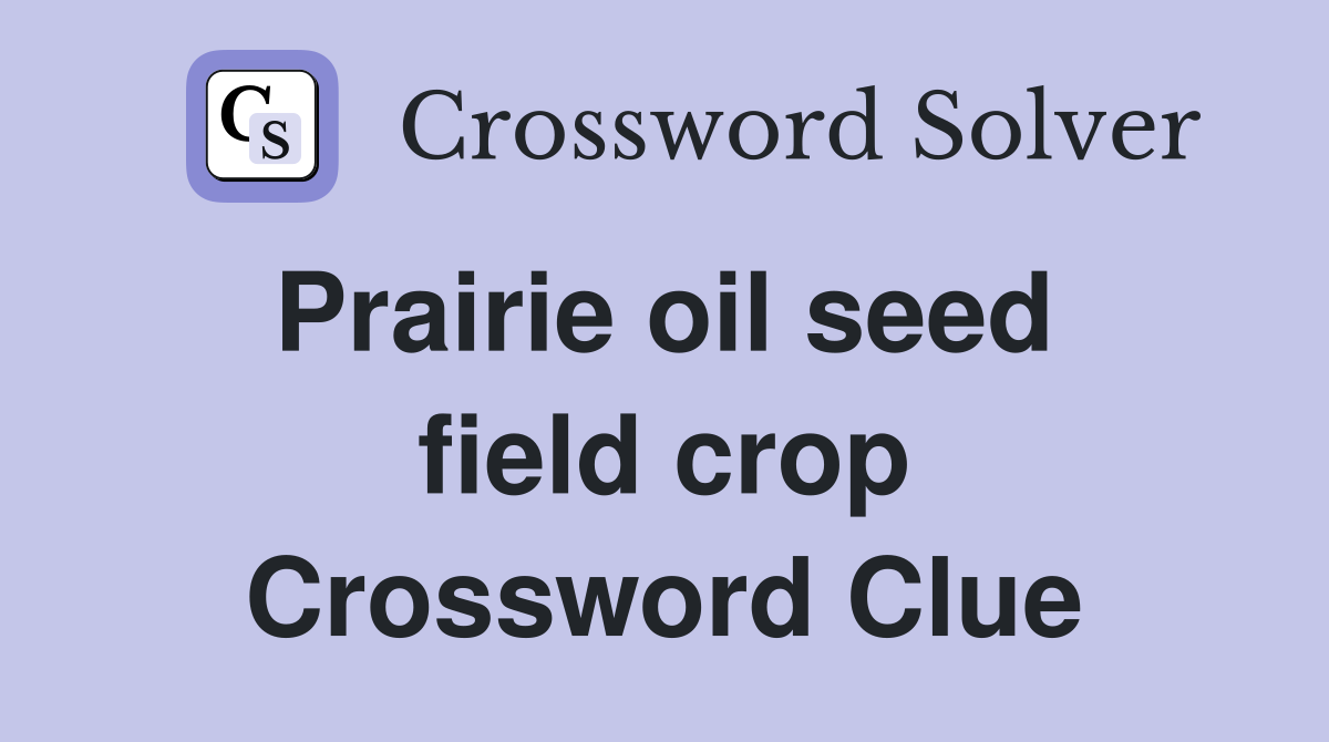 Prairie oil seed  field crop Crossword Clue