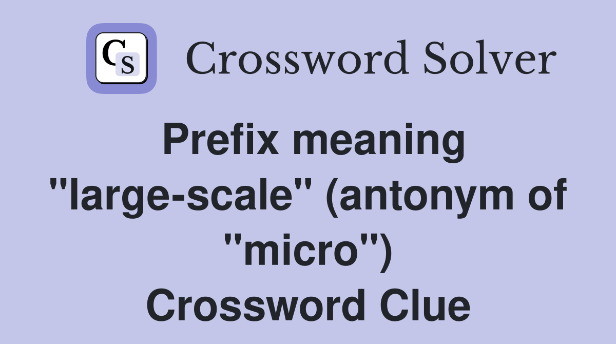 Prefix meaning "large-scale" (antonym of "micro") Crossword Clue