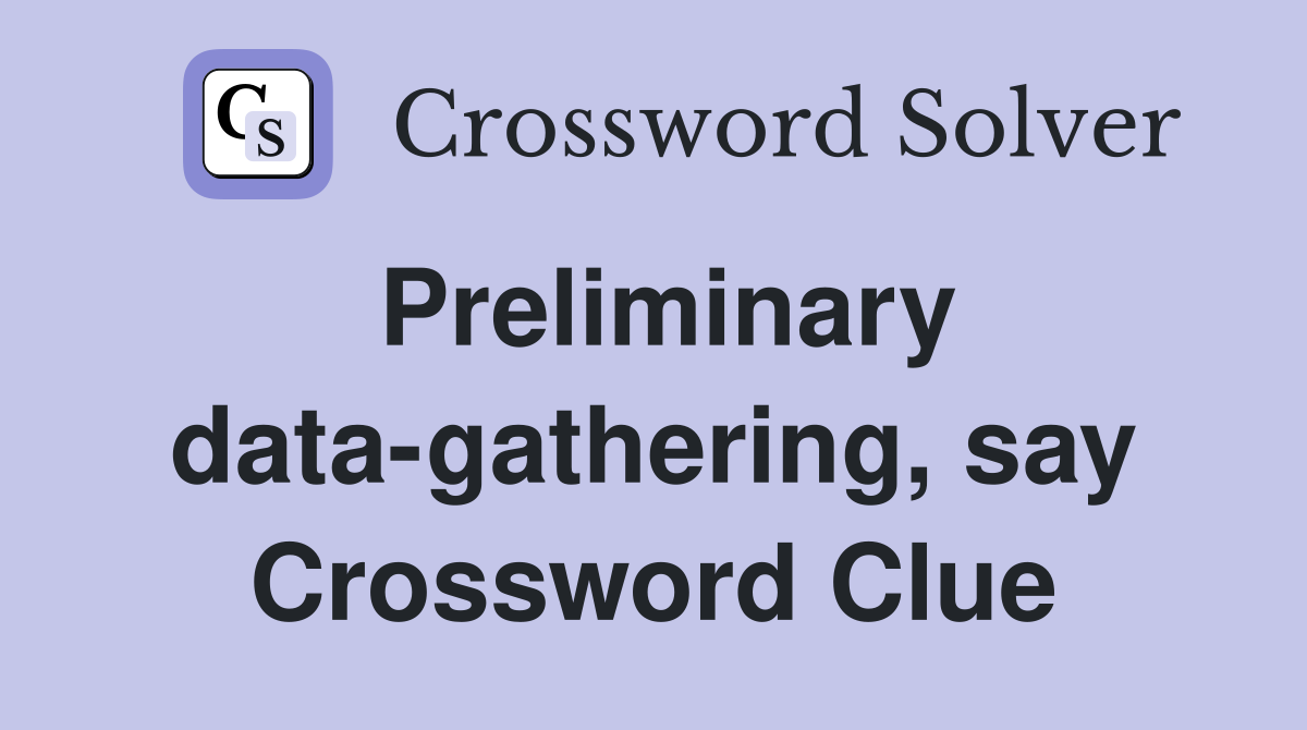 Preliminary data-gathering, say Crossword Clue