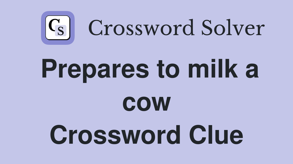 Prepares to milk a cow Crossword Clue