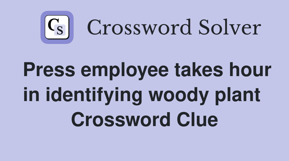 Press employee takes hour in identifying woody plant  Crossword Clue