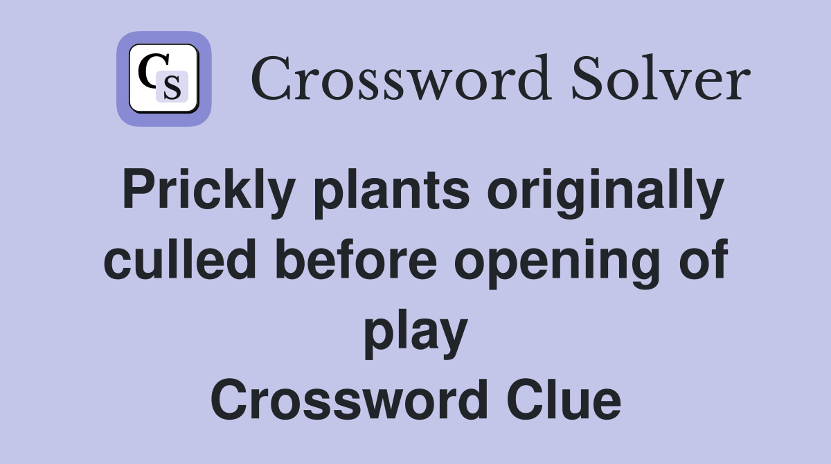 Prickly plants originally culled before opening of play Crossword Clue