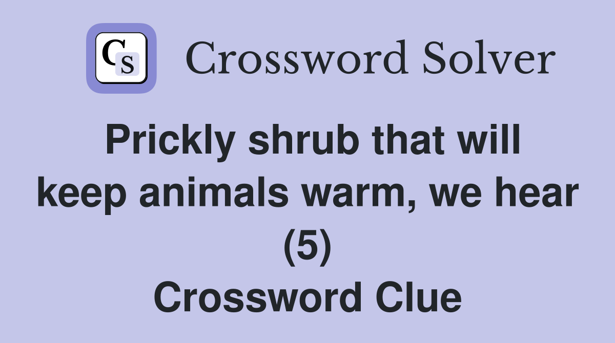 Prickly shrub that will keep animals warm, we hear (5) Crossword Clue
