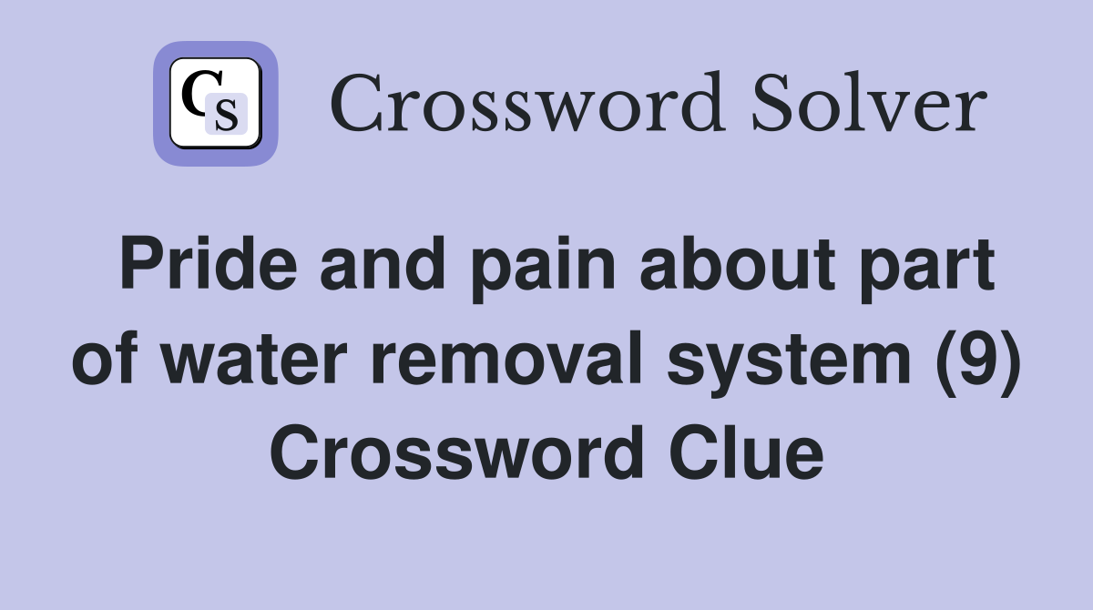 Pride and pain about part of water removal system (9) Crossword Clue