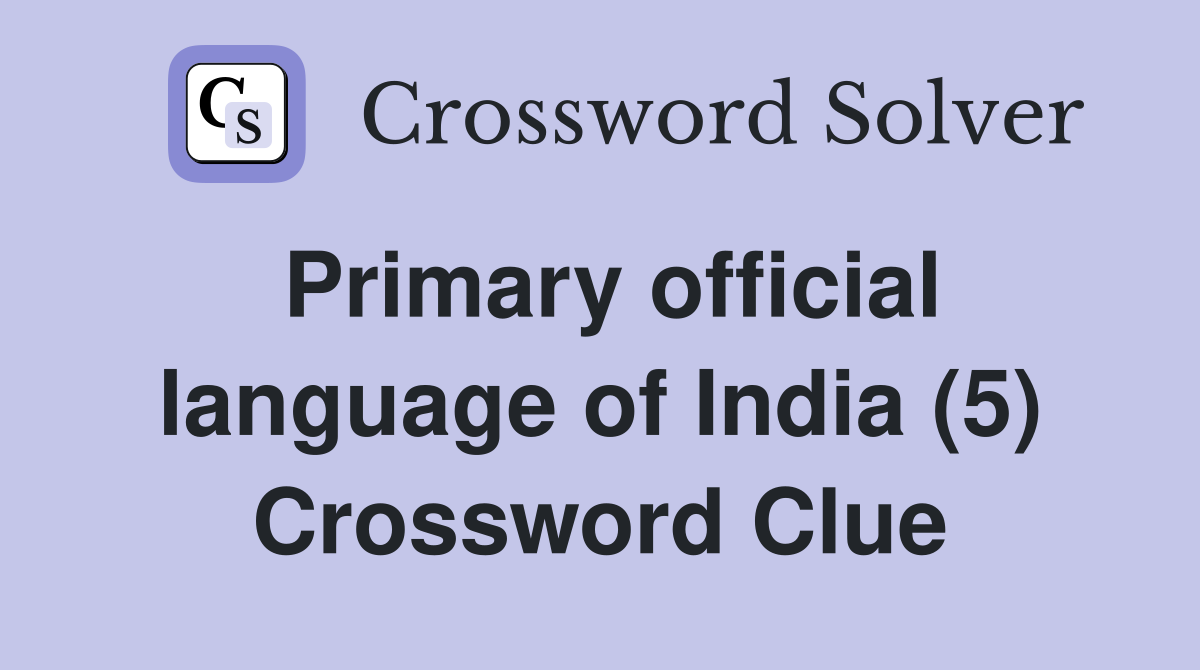 Primary official language of India (5) Crossword Clue