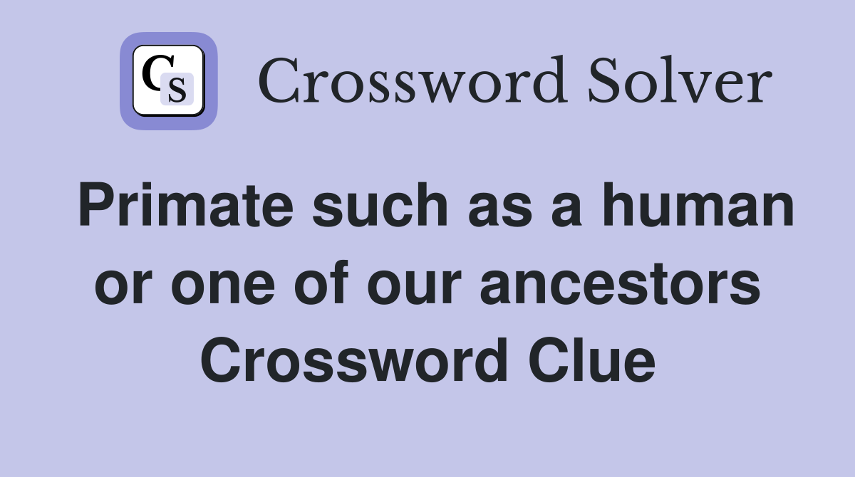Primate such as a human or one of our ancestors Crossword Clue