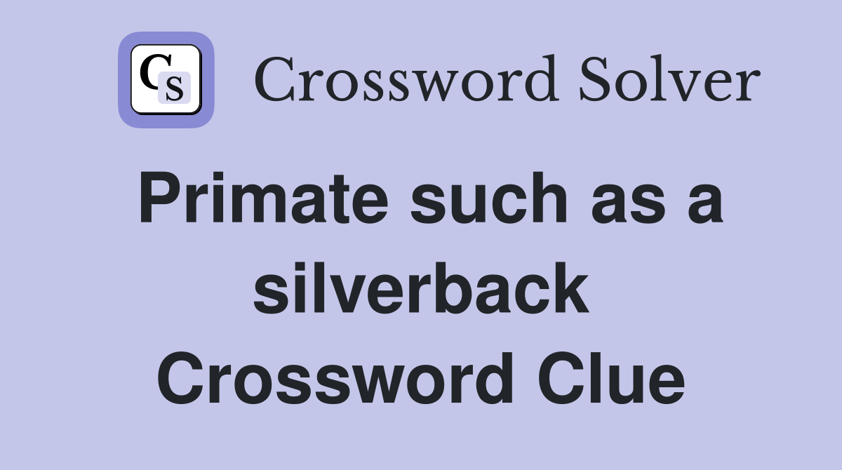 Primate such as a silverback Crossword Clue