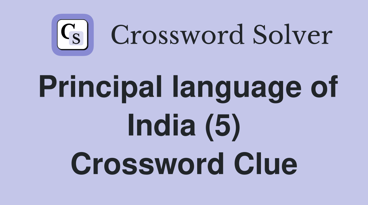 Principal language of India (5) Crossword Clue